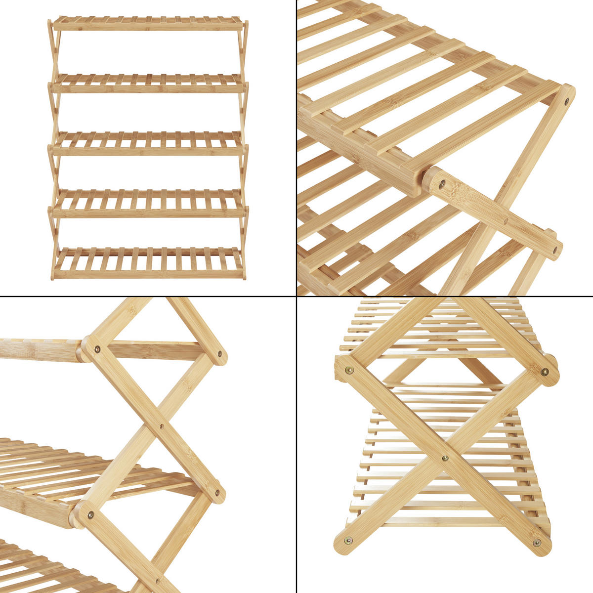 SCHUHREGAL Fitzbek - Naturfarben, Holz (67/89/26cm) - [en.casa]