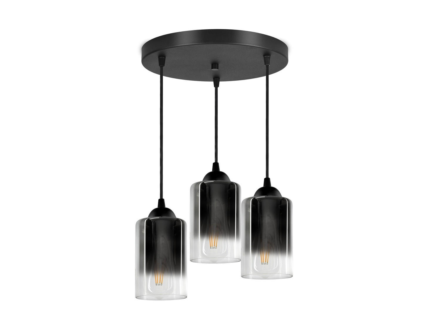 PENDELLEUCHTE GRAF - Transparent/Anthrazit, Glas/Metall (35/35/80cm) - kiki design