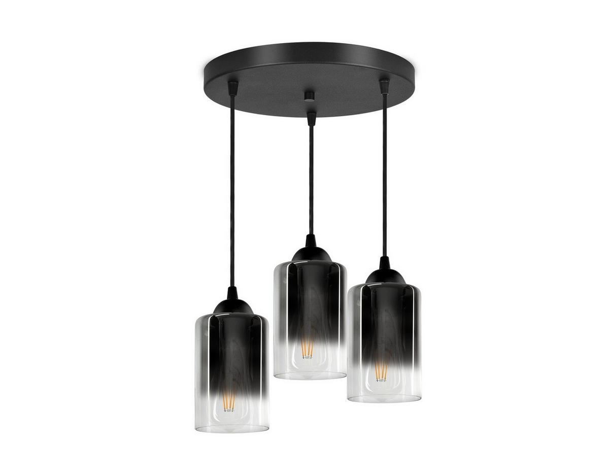 PENDELLEUCHTE GRAF - Transparent/Anthrazit, Glas/Metall (35/35/80cm) - kiki design