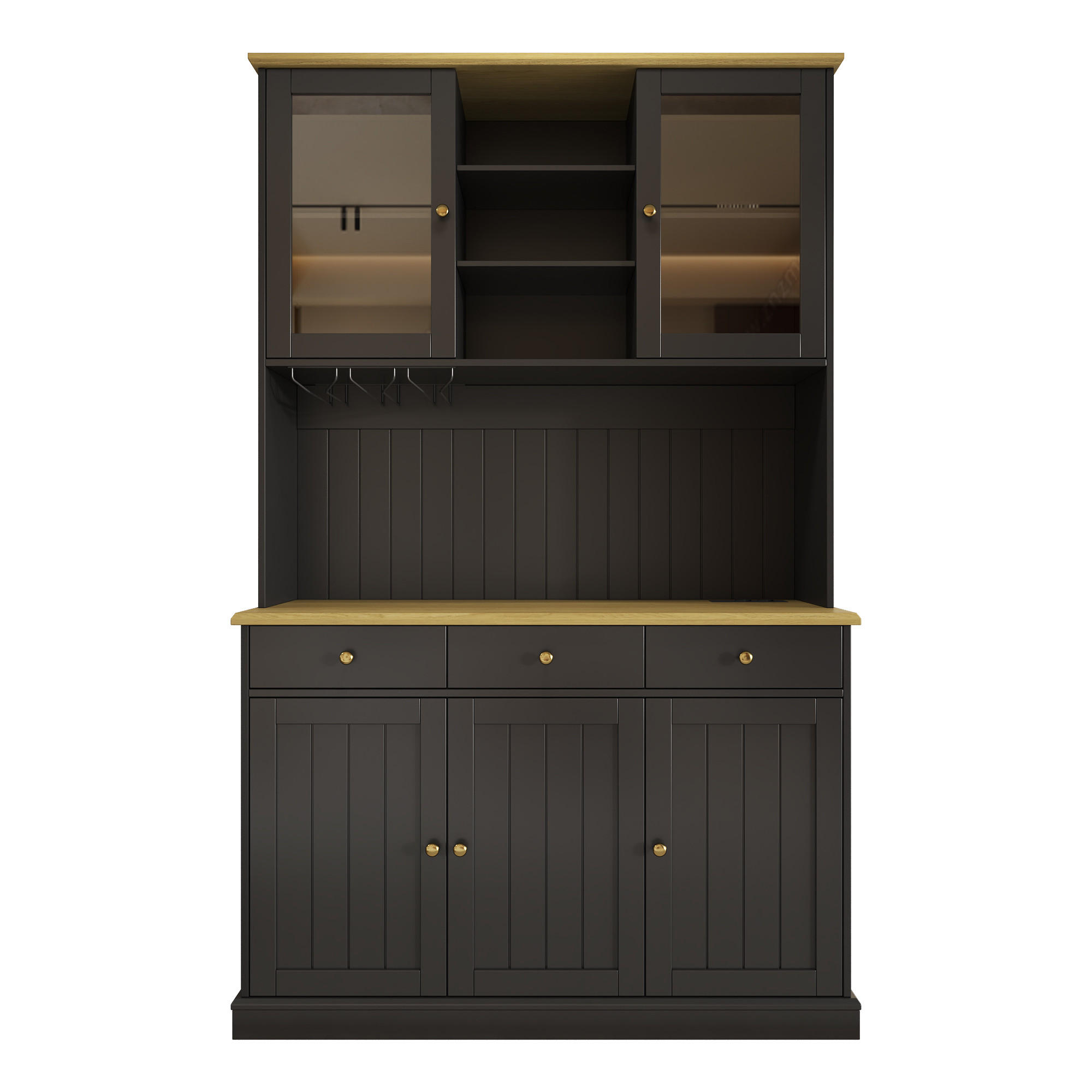 BUFFETSCHRANK Schwarz 120/40/191 cm - Schwarz, Holz (120/191/40cm) - PANGIVO