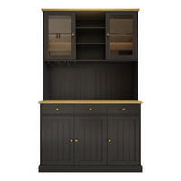 BUFFETSCHRANK Schwarz 120/40/191 cm - Schwarz, Holz (120/191/40cm) - PANGIVO