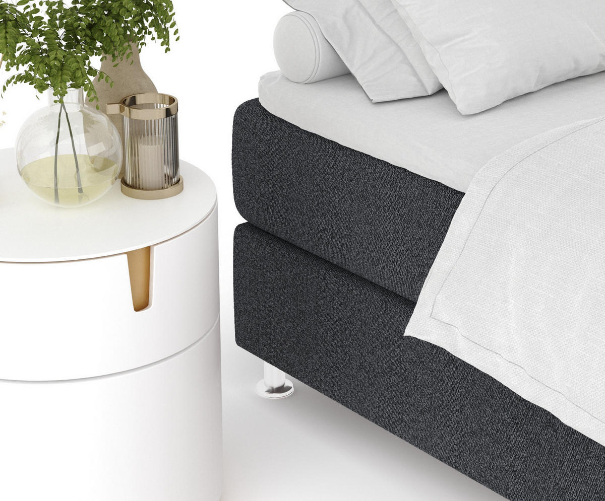 BOXSPRINGBETT Sub Schwarz 160/200 cm mit Latex-Topper - Silberfarben/Schwarz, Holz/Holzwerkstoff (160/200cm) - Maison de Reve