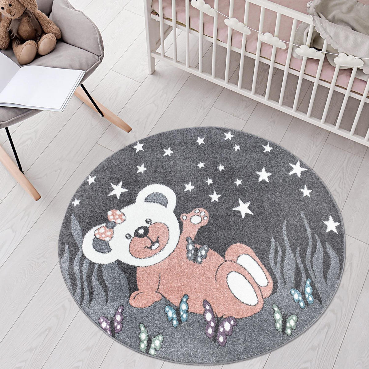 KINDERTEPPICH Anime 916 Grau 160 cm Rund - Grau, Textil (160/160cm) - carpet city