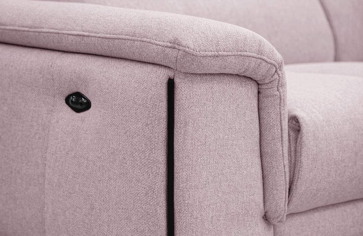 RELAXSOFA MATERA 3-Sitzer mit 2 Relaxfunktionen, rosa - Schwarz/Rosa, Holzwerkstoff/Textil (212/82/103cm) - Courtois Laville