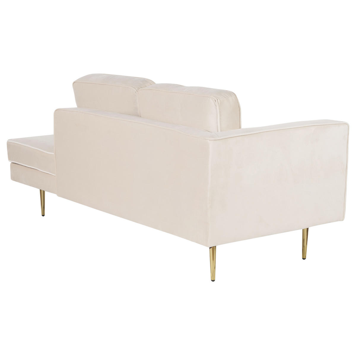 CHAISELONGUE Samtstoff beige linksseitig Miramas - Beige/Goldfarben, Textil (171/63/79cm) - Beliani