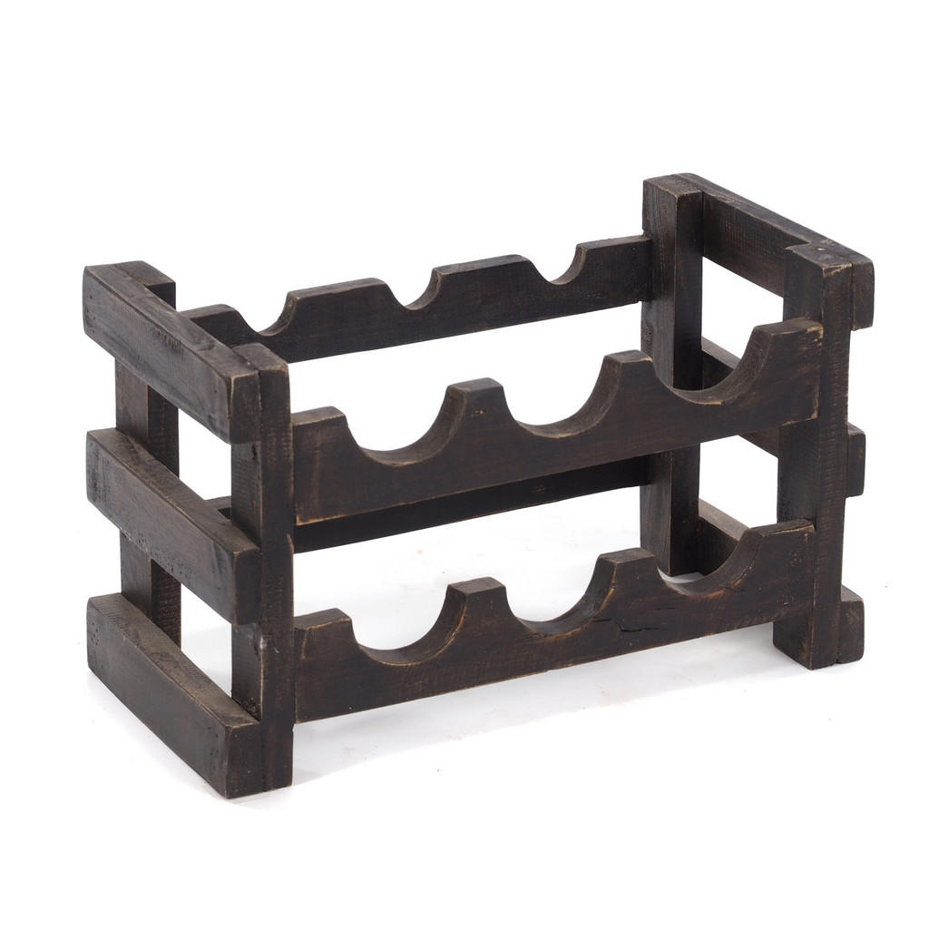 Thumbnail - Design Delights Flaschenregal, Graubraun, Holz, 39x26x20 cm, Wohnzimmer, Regale, Weinregale