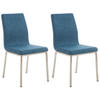 STUHL 2er Set Stoff blau - Blau/Edelstahlfarben, Textil/Metall (40/88/50cm) - CLP