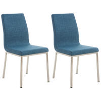 STUHL 2er Set Stoff blau - Blau/Edelstahlfarben, Textil/Metall (40/88/50cm) - CLP
