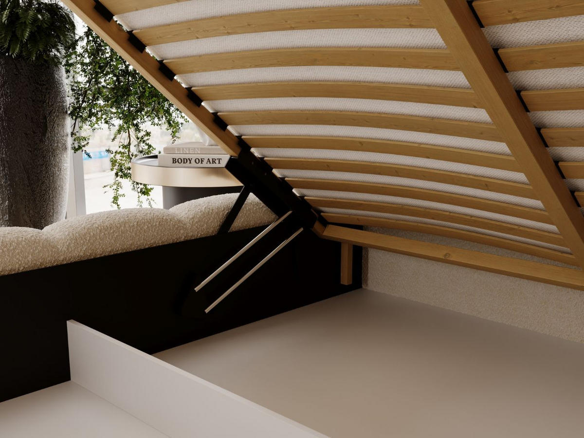 POLSTERBETT Imperial 180x200 Bouclé-Stoff Creme - Creme, Textil (180/200cm) - Graingold