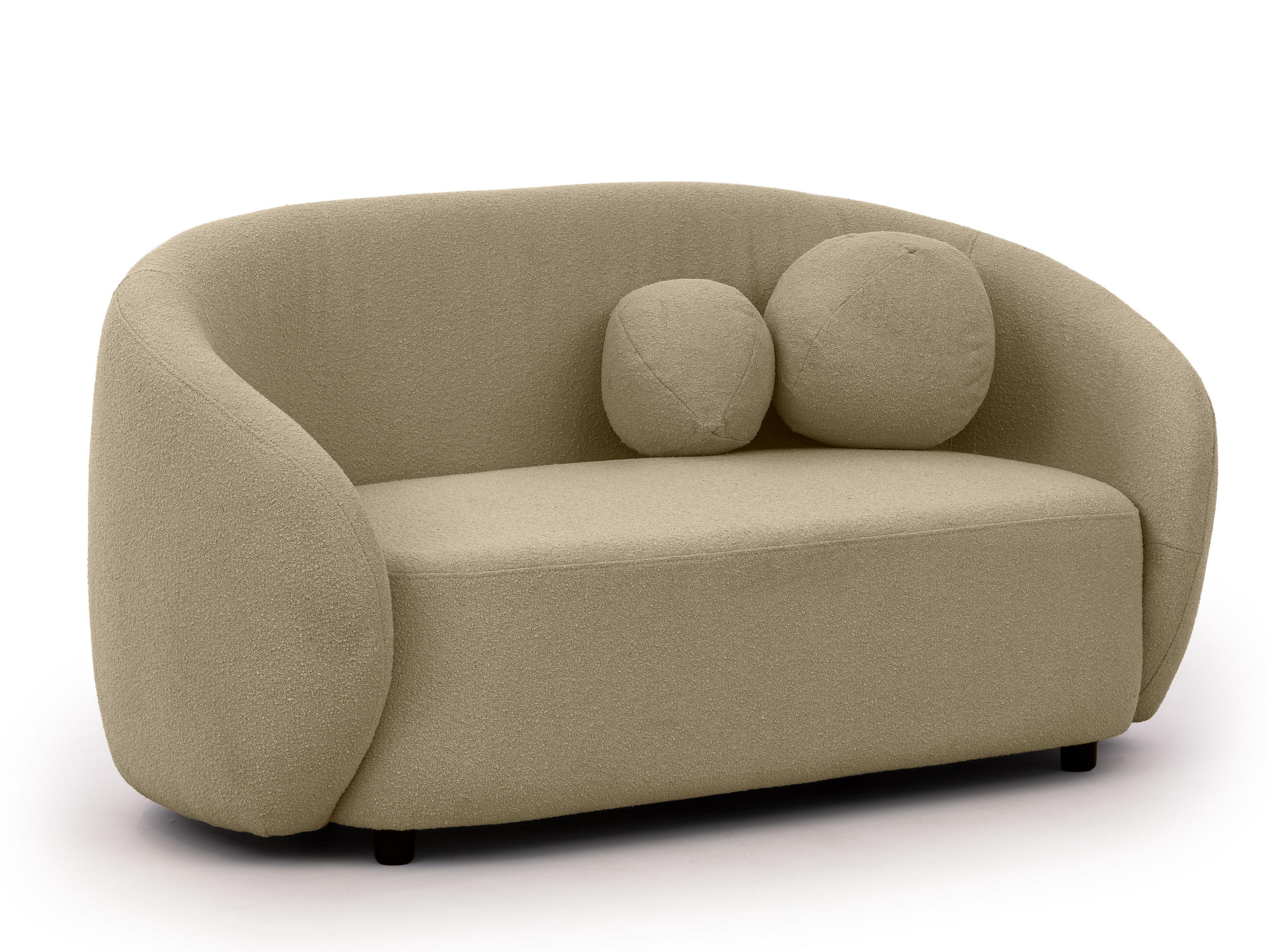 2-SITZER-SOFA Roundi Beige Bouclé - Beige/Schwarz, Holz/Kunststoff (150/76/80cm) - S-Style Möbel