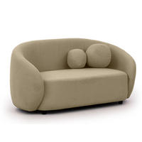 2-SITZER-SOFA Roundi Beige Bouclé - Beige/Schwarz, Holz/Kunststoff (150/76/80cm) - S-Style Möbel