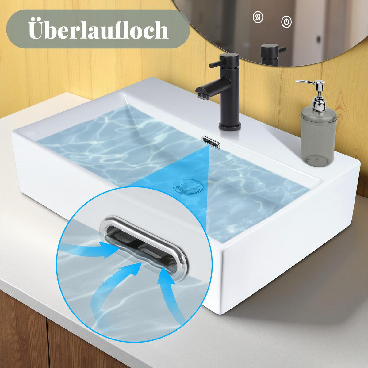 WASCHBECKEN Beatrice II 60/42/15cm - Weiß, Keramik (42/15/60cm) - Nettlife