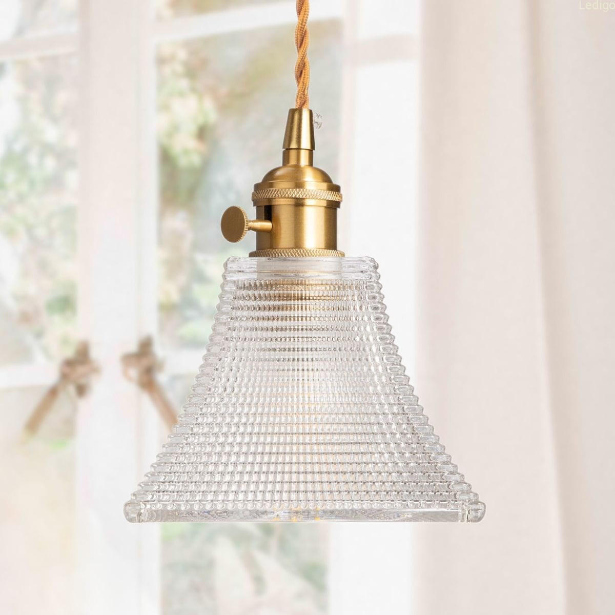 PENDELLEUCHTE Paris - Transparent/Goldfarben, Glas/Metall (14/14/110cm) - kiki design