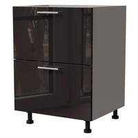 SCHUBLADENUNTERSCHRANK Essen D2A/60/1A Schwarz Hochglanz / Grau Matt 60 / 50 / 82cm - Schwarz Hochglanz/Schwarz, Holz/Holzwerkstoff (60/82/50cm) - Feldmann-Wohnen