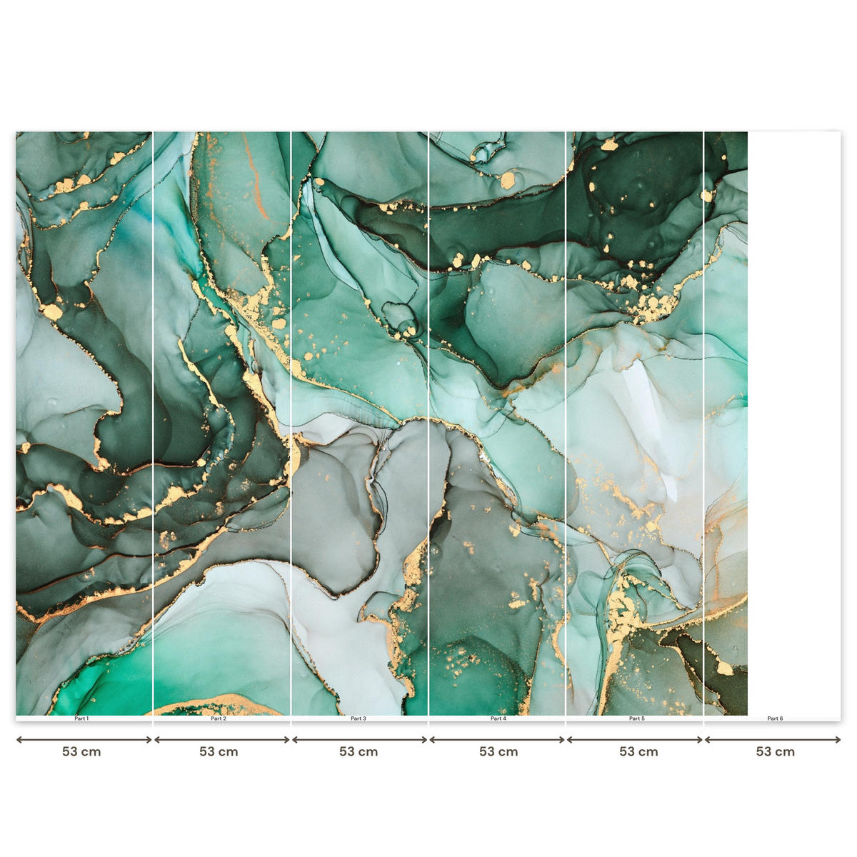 TAPETE - Gold - Marmor - Grün - Luxus - Marmoroptik - Grau - 280x220 cm - Grün, Papier (280/220cm) - OnlyWow