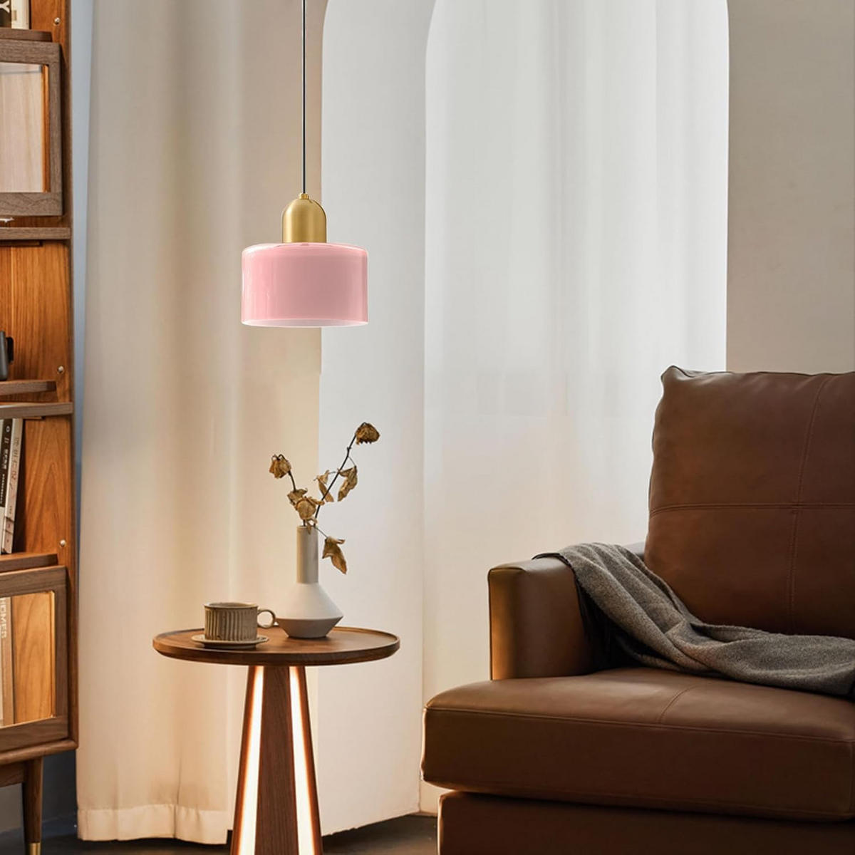 PENDELLEUCHTEN,GLAS, 220 V, 12 W, 15 cm Durchmesser,Pink - Pink, Glas (15/15/100cm) - Authentics