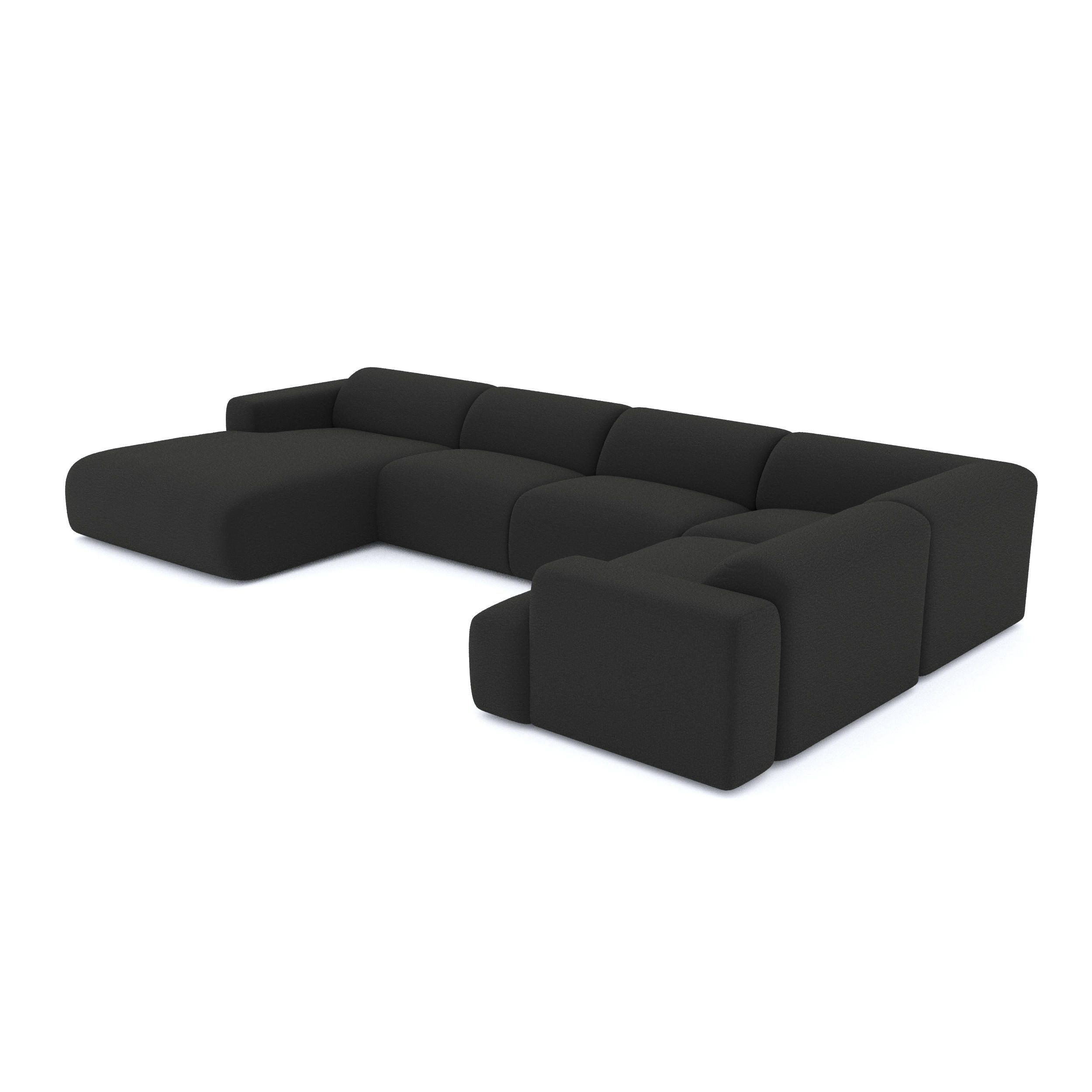 WOHNLANDSCHAFT Bouclé-Stoff Schwarz 354cm - Anthrazit, Textil (354/164cm) - Sia Home