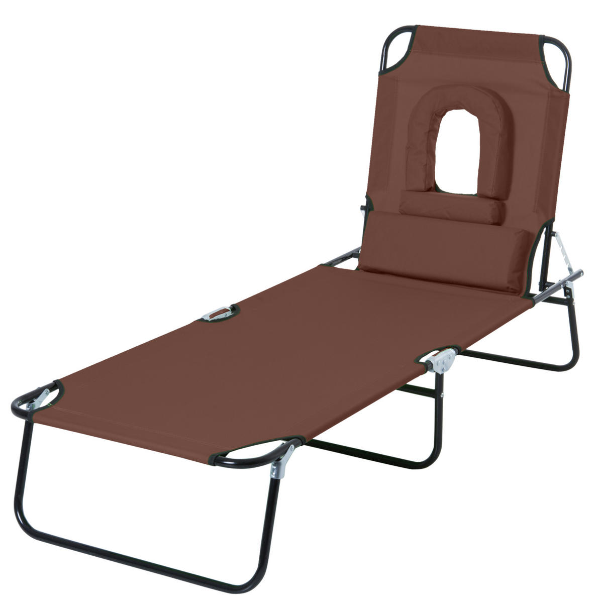 SONNENLIEGE DE-15592 klappbar, 4-fach verstellbar Braun - Braun, Metall (58/36/187cm) - ComfortXL