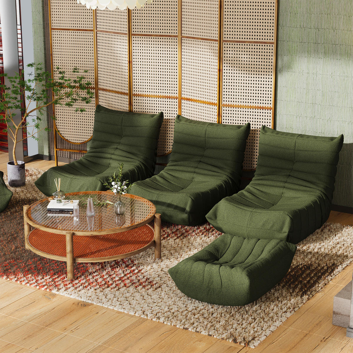 SITZSACK mit Fußstütze in Grün Indoor-Relaxsessel mit Hochelastischer Schwamm, Leicht zu bewegen - Grün, Textil (85/79/114cm) - STILVORA