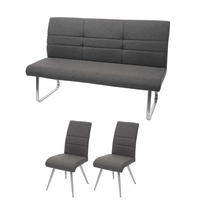 ESSZIMMER-SET Grau 3er-Set - Grau, Textil (160/99/68cm) - MCW