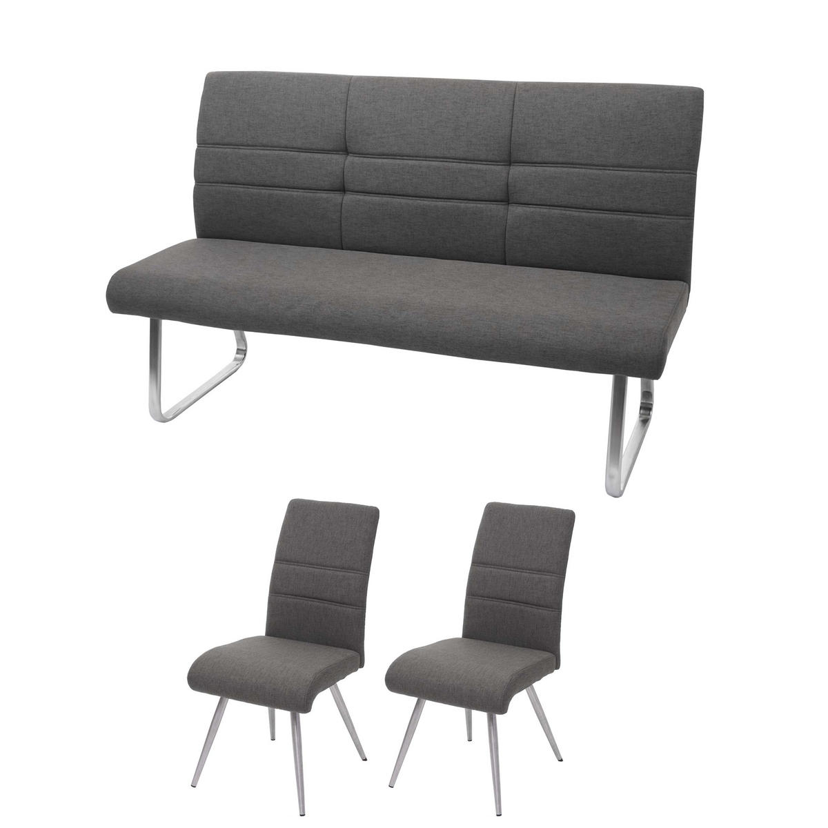 ESSZIMMER-SET Grau 3er-Set - Grau, Textil (160/99/68cm) - MCW
