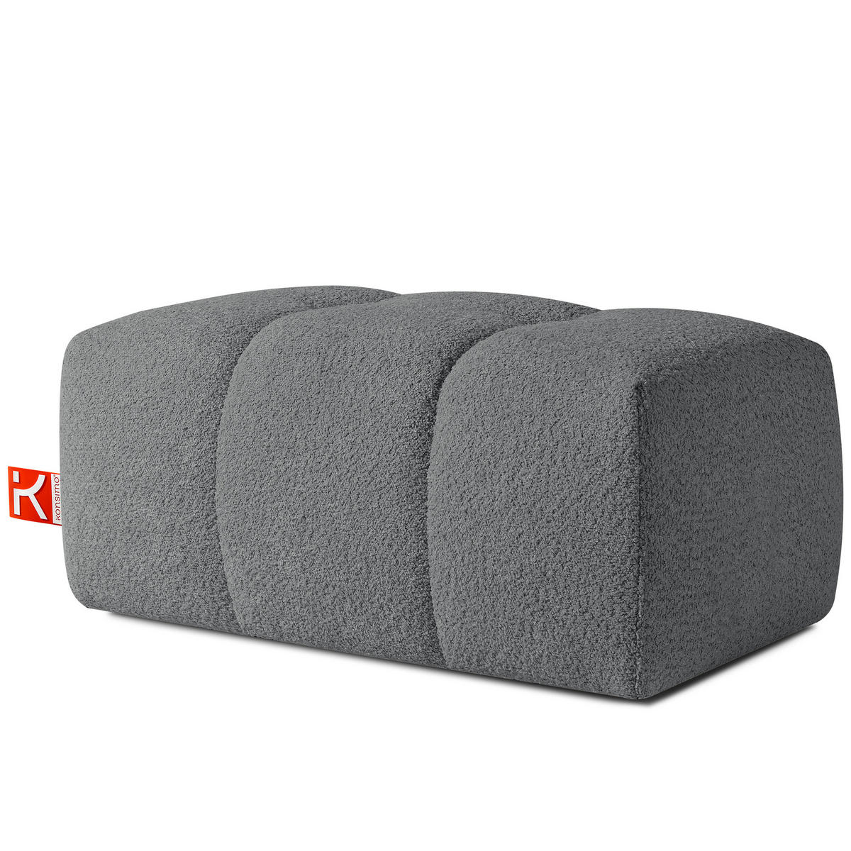 POUF RAVIA, Bouclé, Dunkelgrau - Dunkelgrau, Holz/Textil (96/45/50cm) - KONSIMO®