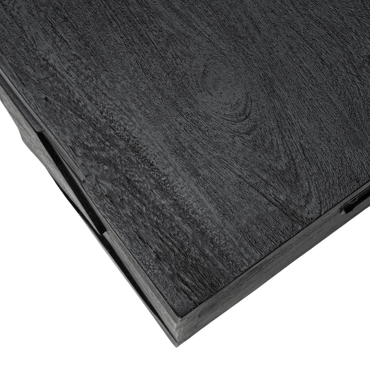 MASSIVER TRUHENTISCH - Massivholz - Akazie Schwarz - Schwarz/Akaziefarben, Holz (40/85/40cm) - home24