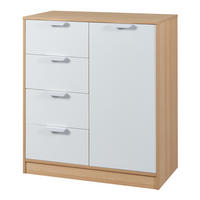 KOMMODE Varkaus - Eichefarben/Weiß, Holzwerkstoff (80/90/40cm) - [en.casa]