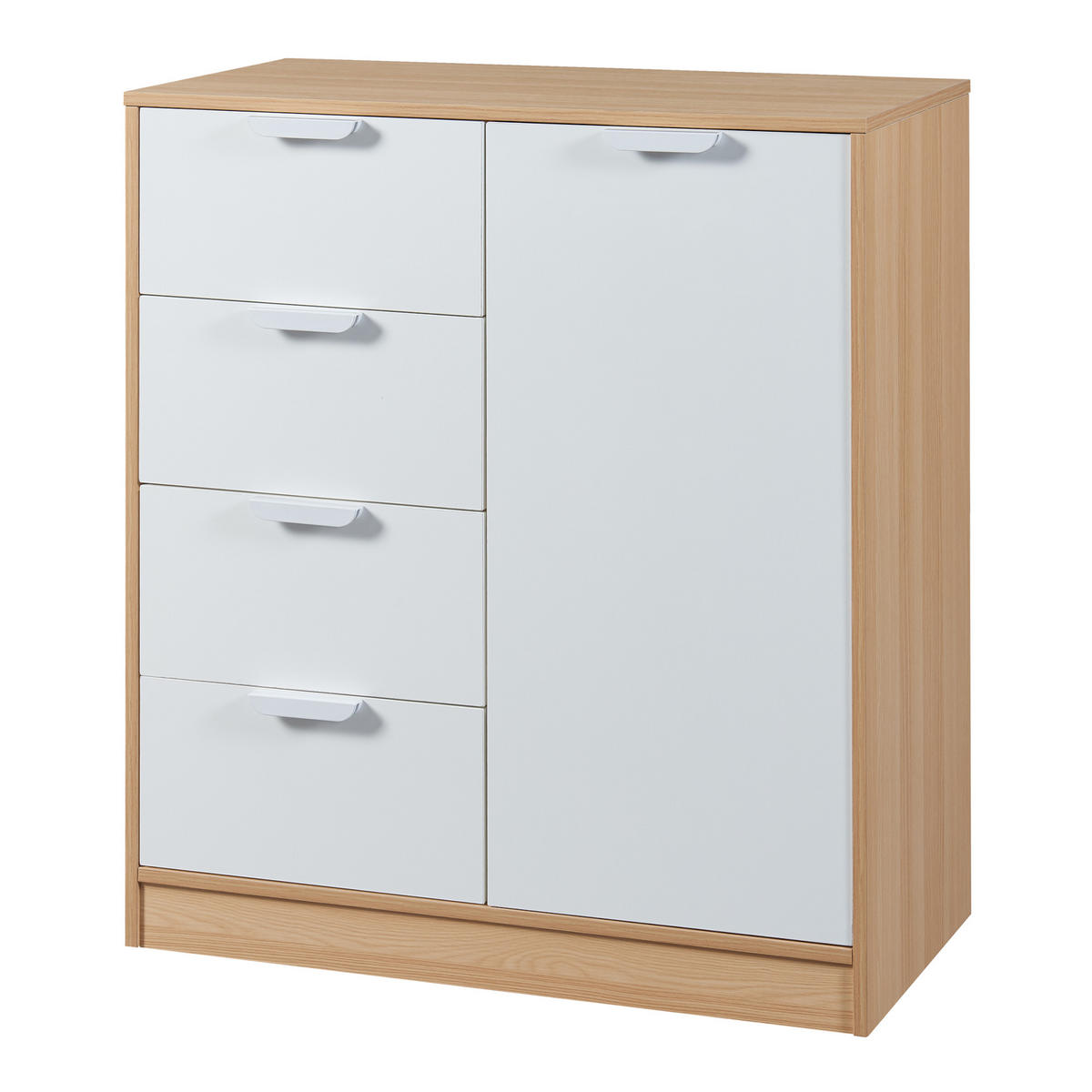 KOMMODE Varkaus - Eichefarben/Weiß, Holzwerkstoff (80/90/40cm) - [en.casa]