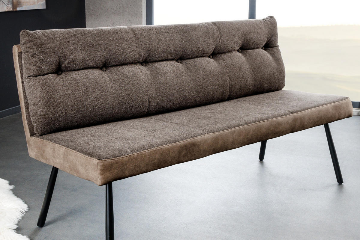 SITZBANK BIG GEORGE Flachgewebe Taupe 160 cm - Taupe/Schwarz, Textil/Metall (160/90/69cm) - riess-ambiente