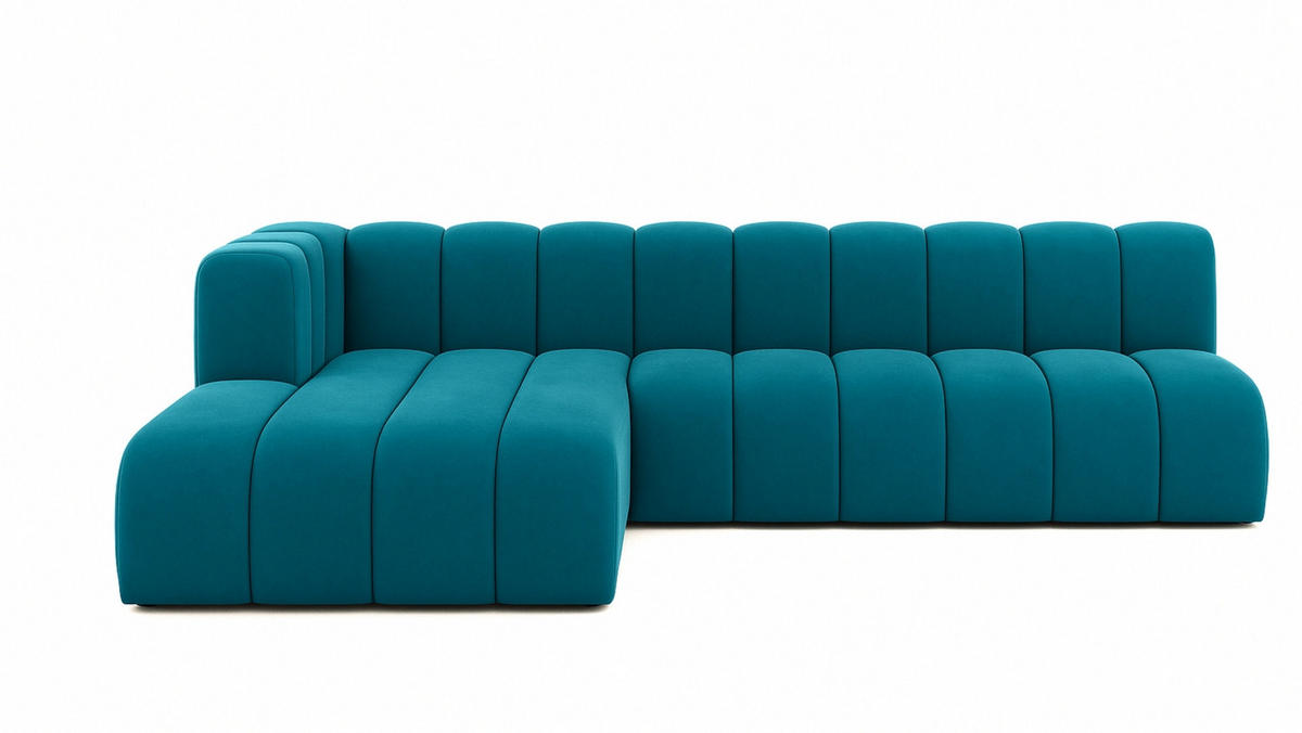ECKSOFA GRAND L 295 cm, Stoff Salvador, Azurblau, Links - Blau, Holz (295/179cm) - Kaiser Möbel
