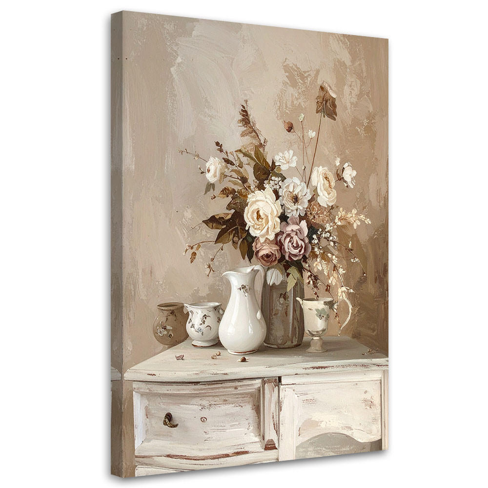 LEINWANDBILD Blumen 70x100cm - Beige, Textil (70/100cm) - Feeby