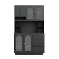 GESCHIRRSCHRANK LED Bogen Türen Acryltüren - Schwarz, Holzwerkstoff (106/175/30cm) - FLIEKS
