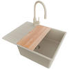 GRANITSPÜLE Kopenhagen, 2-er set Beige 62/50 cm 1 Becken + Küchenarmatur 38/14 cm + Ablauf-Set + Schneidebrett ab 50er Unterschrank - Beige, Kunststoff (62/20/50cm) - Primagran