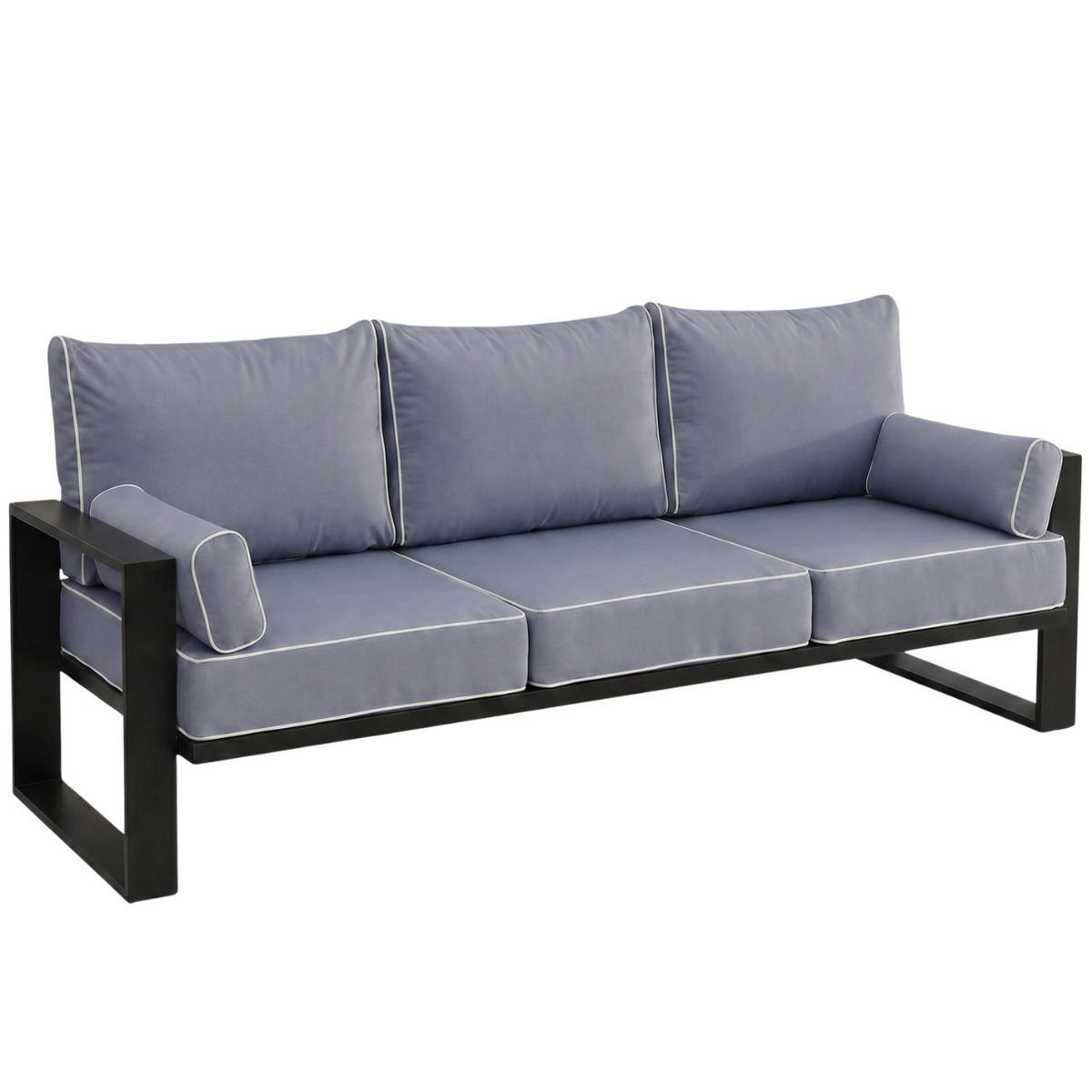 ZAHRADNÍ sada Verdino 3+1+1 s kovovým rámem, modrošedý - šedohnědá, kov - Beautysofa