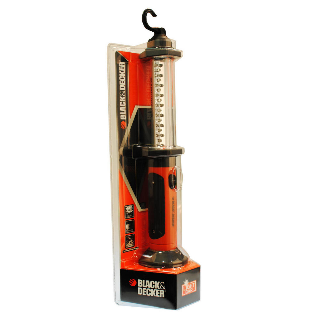 ARBEITSLEUCHTE Schwarz Rot 26 LED batteriebetrieben mit Haken - Schwarz/Orange, Kunststoff (13.5/7.6/15cm) - Black & Decker