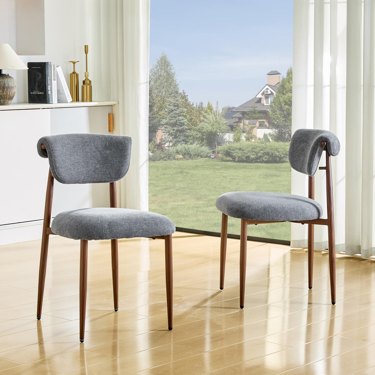 STUHL-SET DE-36452 2 Stück mit gebogener Rückenlehne Grau - Grau, Metall (58.5/83/48cm) - ComfortXL