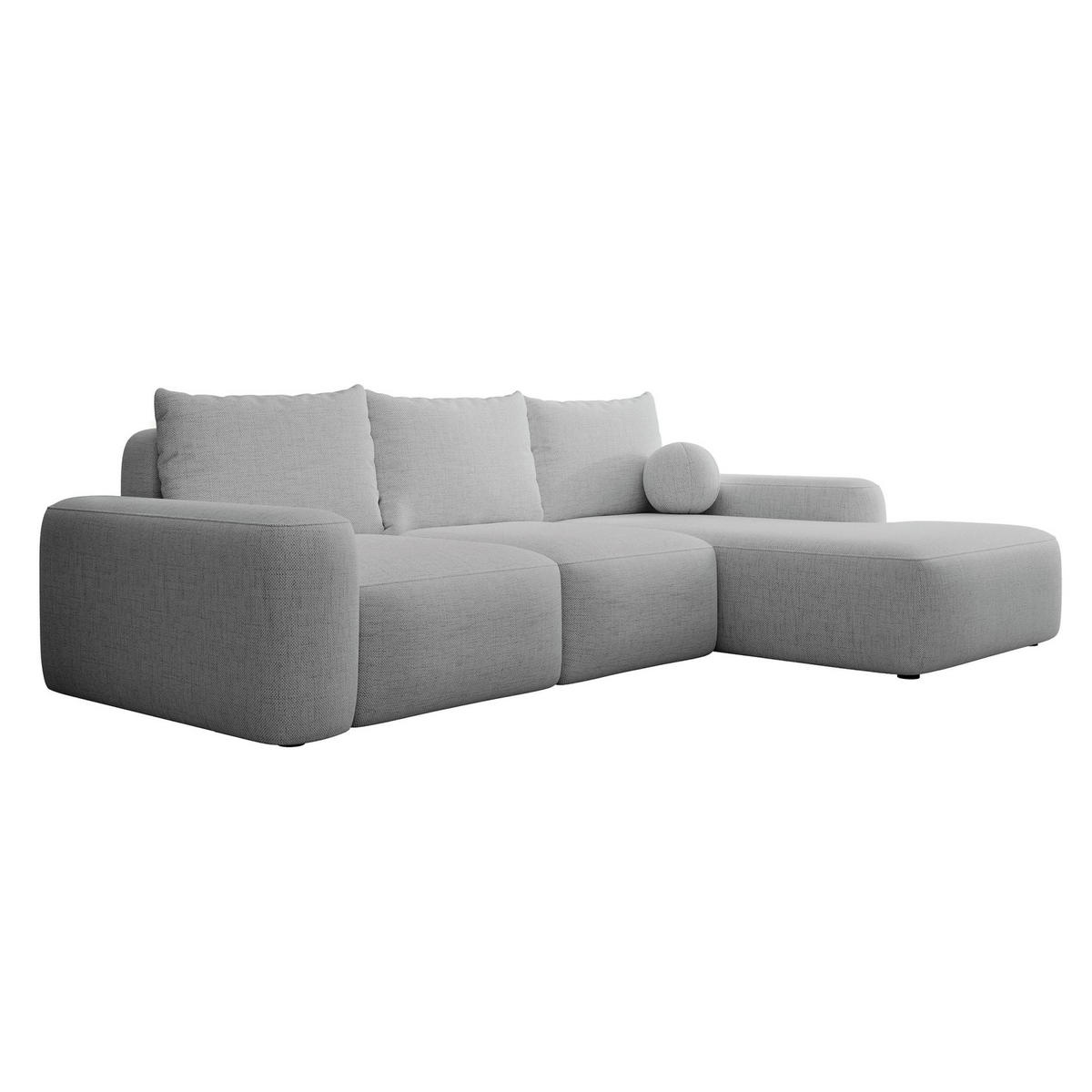 ECKSOFA Carnos mit Ballkissen, Grau Chenille, rechtsseitig - Schwarz/Grau, Kunststoff/Textil (162/264cm) - Selsey