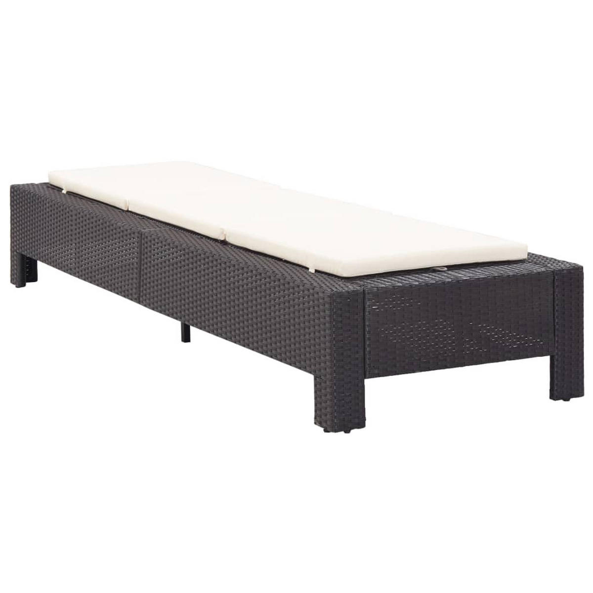 SONNENLIEGE mit Auflage Schwarz Poly Rattan - Schwarz, Holz (75/35/220cm) - furnicato