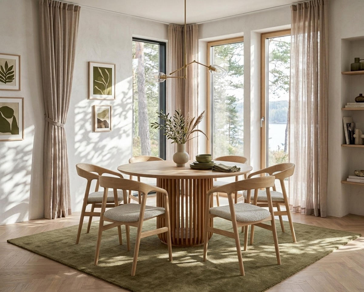 ESSTISCH Franz, Natur Massiveiche, Ø130 cm - Beige, Holz (130/130/76cm) - WOODEK