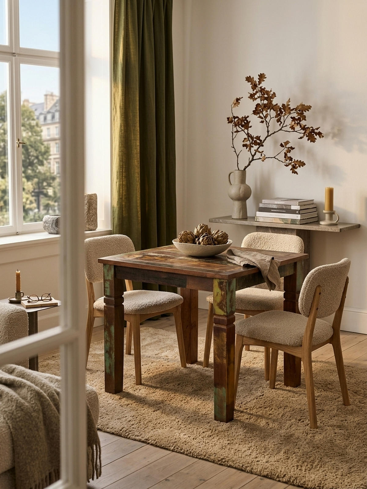 ESSTISCH Massivholz Quadratisch Landhausstil DIANA, Beige 80x80x76 cm - Beige/Braun, Holz (80/80/76cm) - KADIMA DESIGN