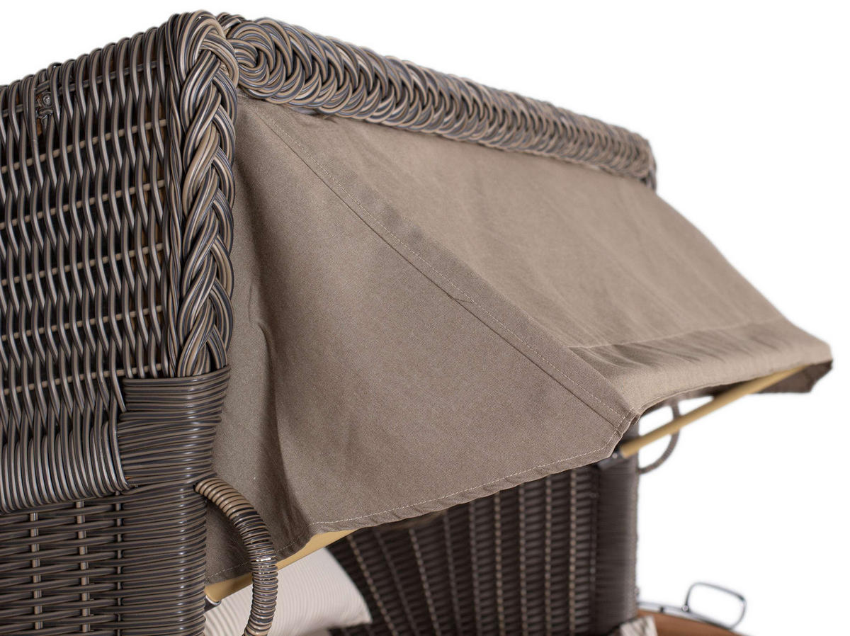 STRANDKORB XL Schillig Bullauge - Taupe/Braun, Metall (142/170/95cm) - Mr. Deko