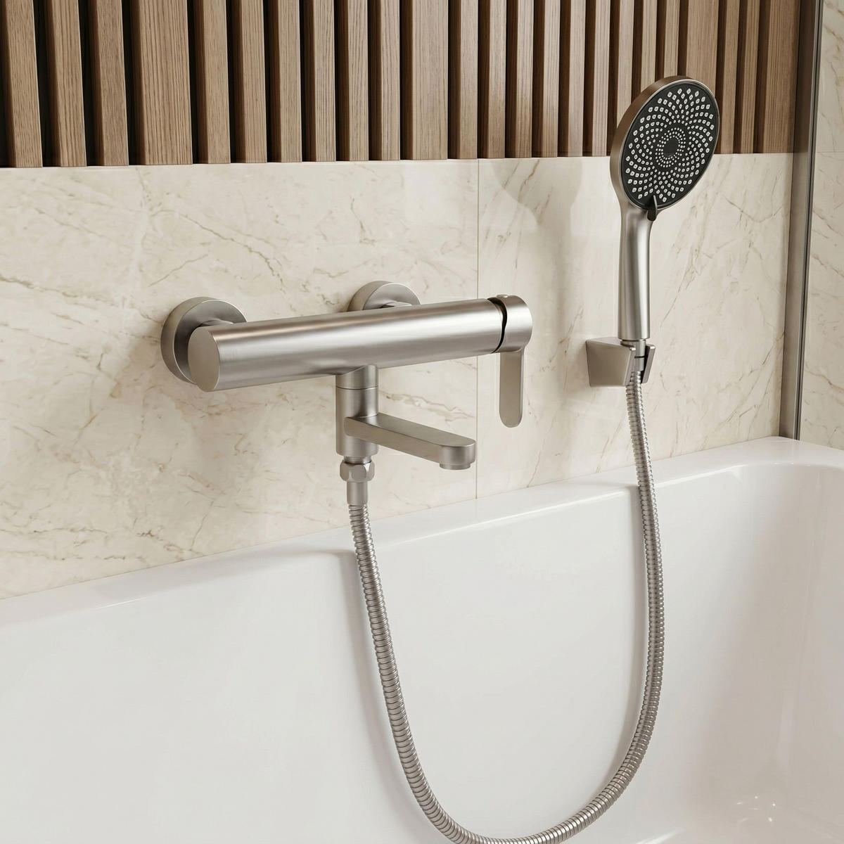 WANNENARMATUR Rea Arcos Brushed Nickel - Nickelfarben, Metall (20/20/15cm) - REA