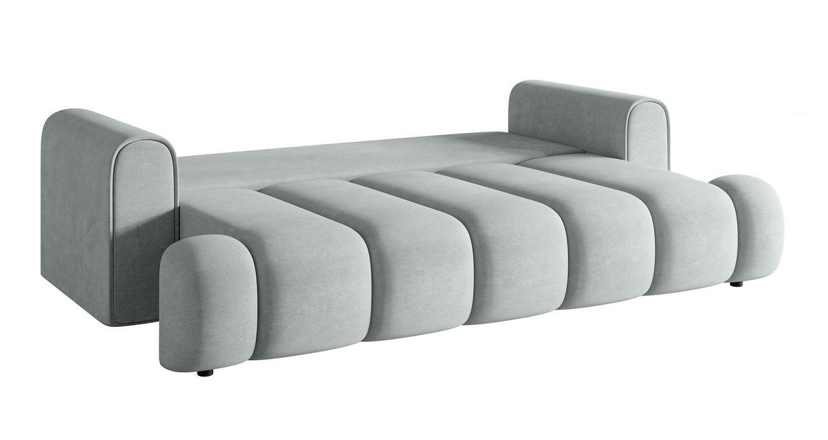 SCHLAFSOFA Dandelino Hellgrau Velours - Hellgrau/Schwarz, Kunststoff/Textil (250/90/112cm) - Selsey