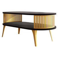 COUCHSITCH Roenni Oval Gold - Goldfarben/Schwarz, Holzwerkstoff/Metall (100/50/44cm) - MIRJAN24