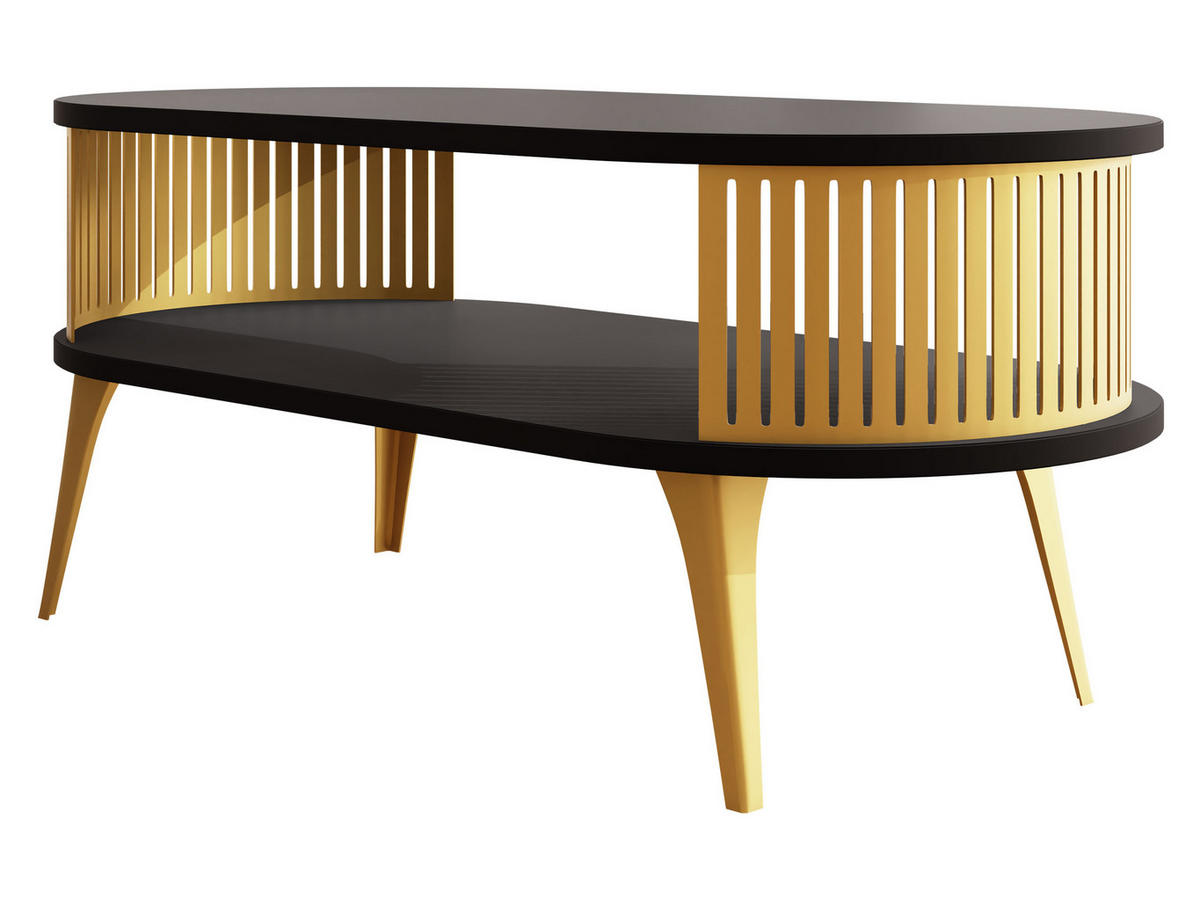 COUCHSITCH Roenni Oval Gold - Goldfarben/Schwarz, Holzwerkstoff/Metall (100/50/44cm) - MIRJAN24