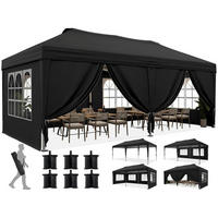 FALTPAVILLON 3x6m mit Seitenwänden Schwarz Metall - Schwarz, Metall (585/285/293cm)