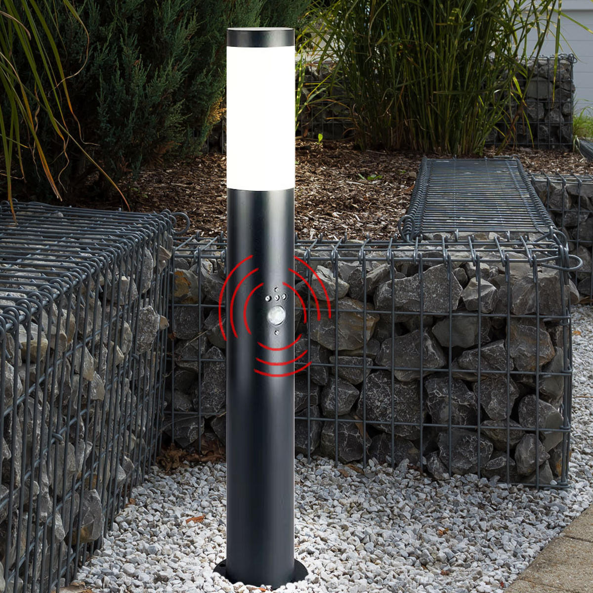 LED STEHLEUCHTE Edelstahl Anthrazit - Anthrazit, Metall (7.6/11/80cm) - Globo Lighting