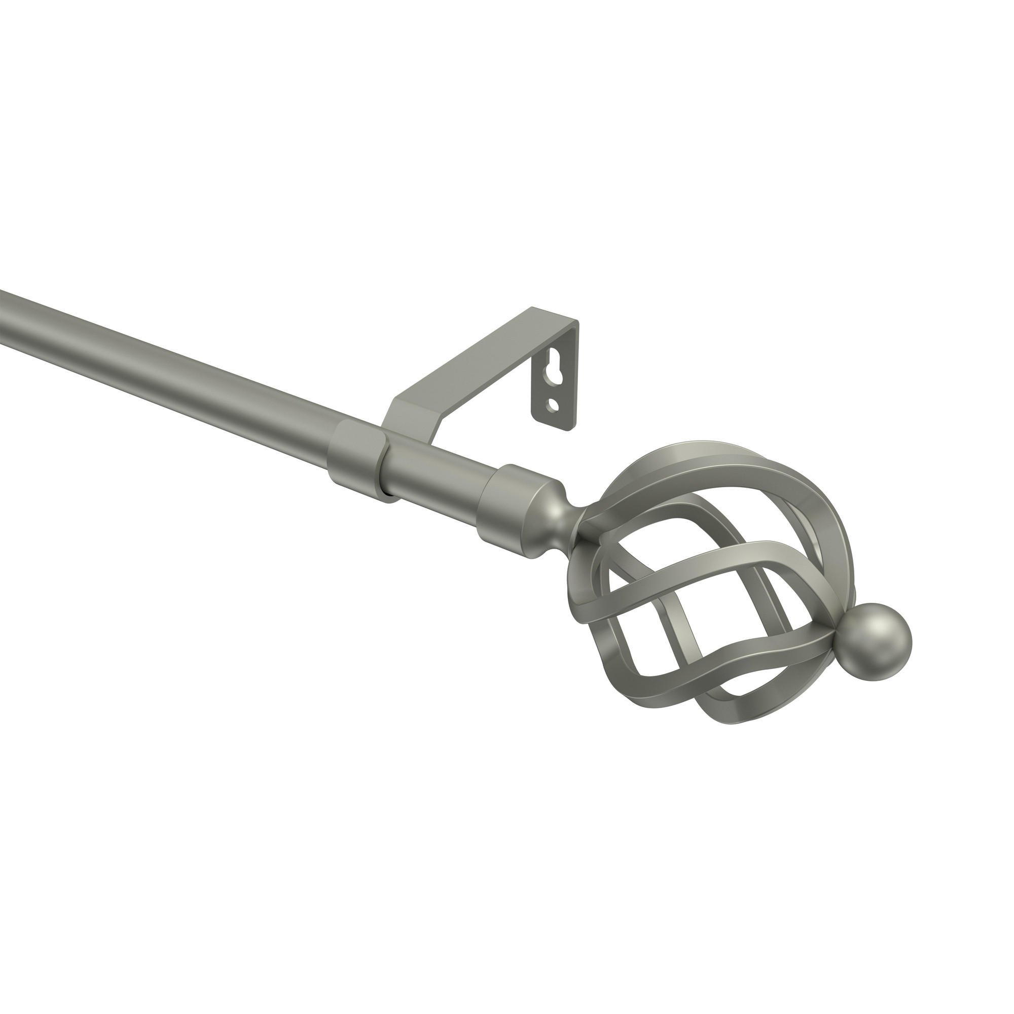 GARDINENSTANGE Olymp Paolo 140 cm, 1-läufig (ohne Ringe), 16 mm Ø Chrom matt - Chromfarben/Nickelfarben, Metall (140cm) - INTERDECO