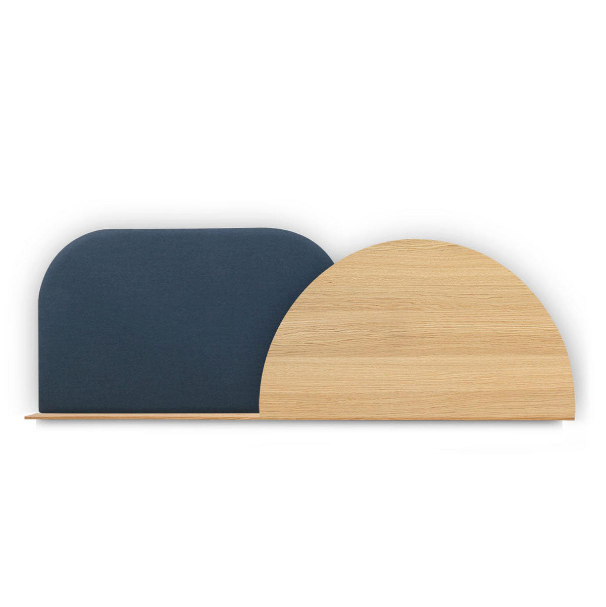 KOPFTEIL Alba mit Licht 180cm - Eichefarben/Grau, Holz/Textil (180/60/14cm) - Woodendot